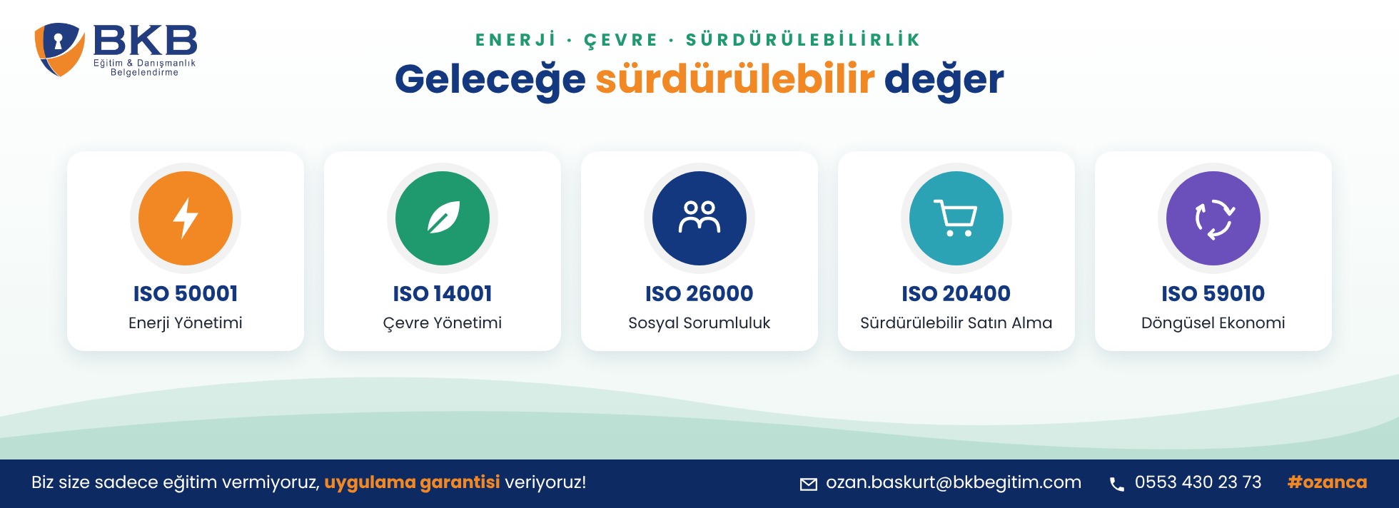 ISO 50001 enerji, ISO 14001 çevre, ISO 26000, ISO 20400 ve ISO 59010 sürdürülebilirlik eğitimleri - BKB Eğitim